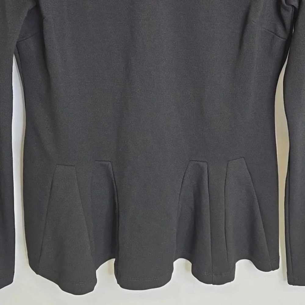 Carmen Marc Valvo Peplum Long Sleeve Top, Office Wear Business, Black, Small - Picture 5 of 7